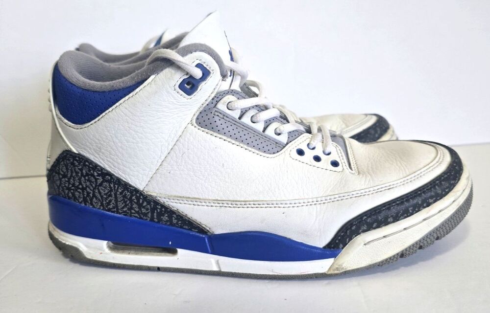 Nike Air Jordan 3 Retro Racer Blue CT8532‑145 Men Shoe Size 9 White Cement Grey